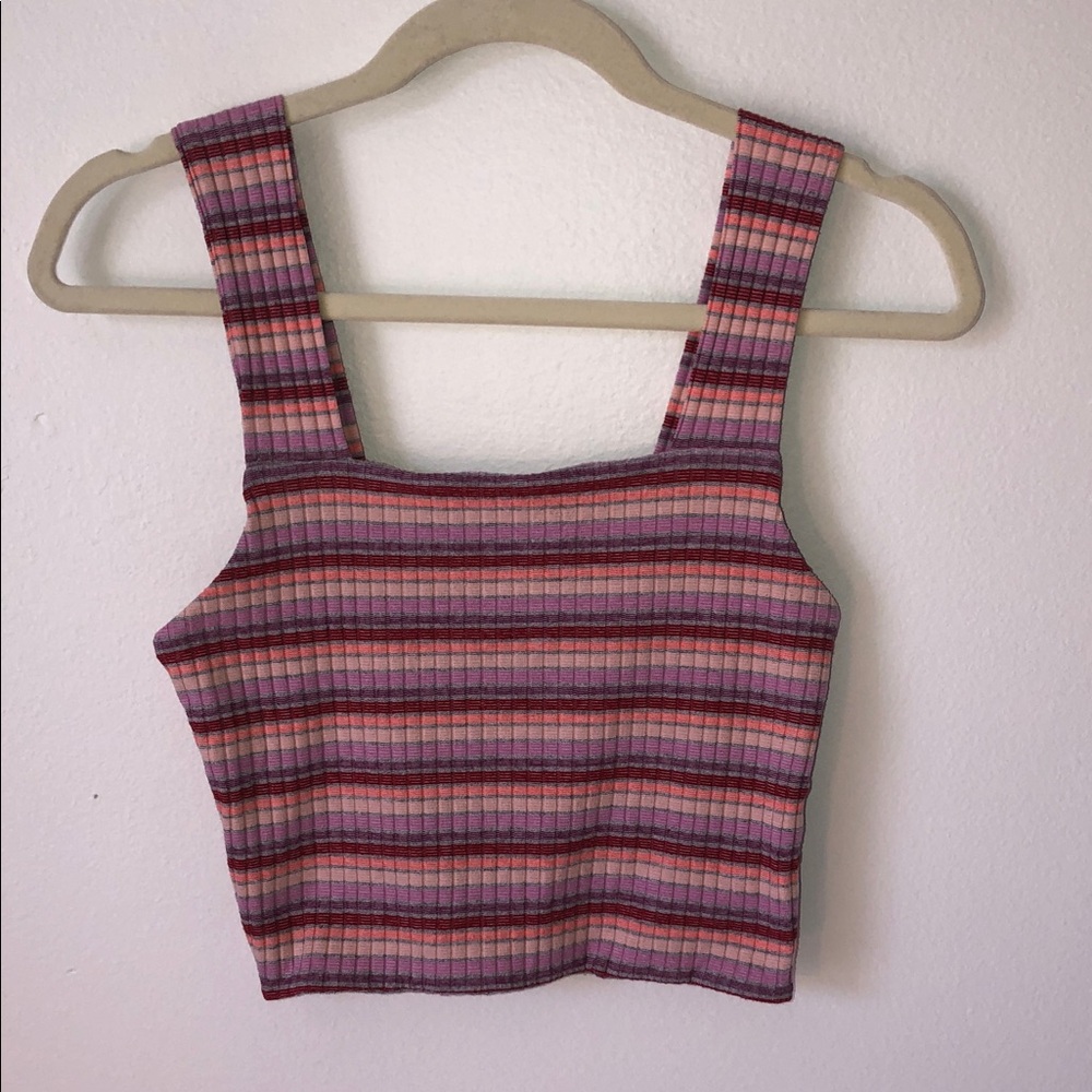 AMERICAN EAGLE Women’s Sleeveless Stretchy Cropped Top Striped Medium